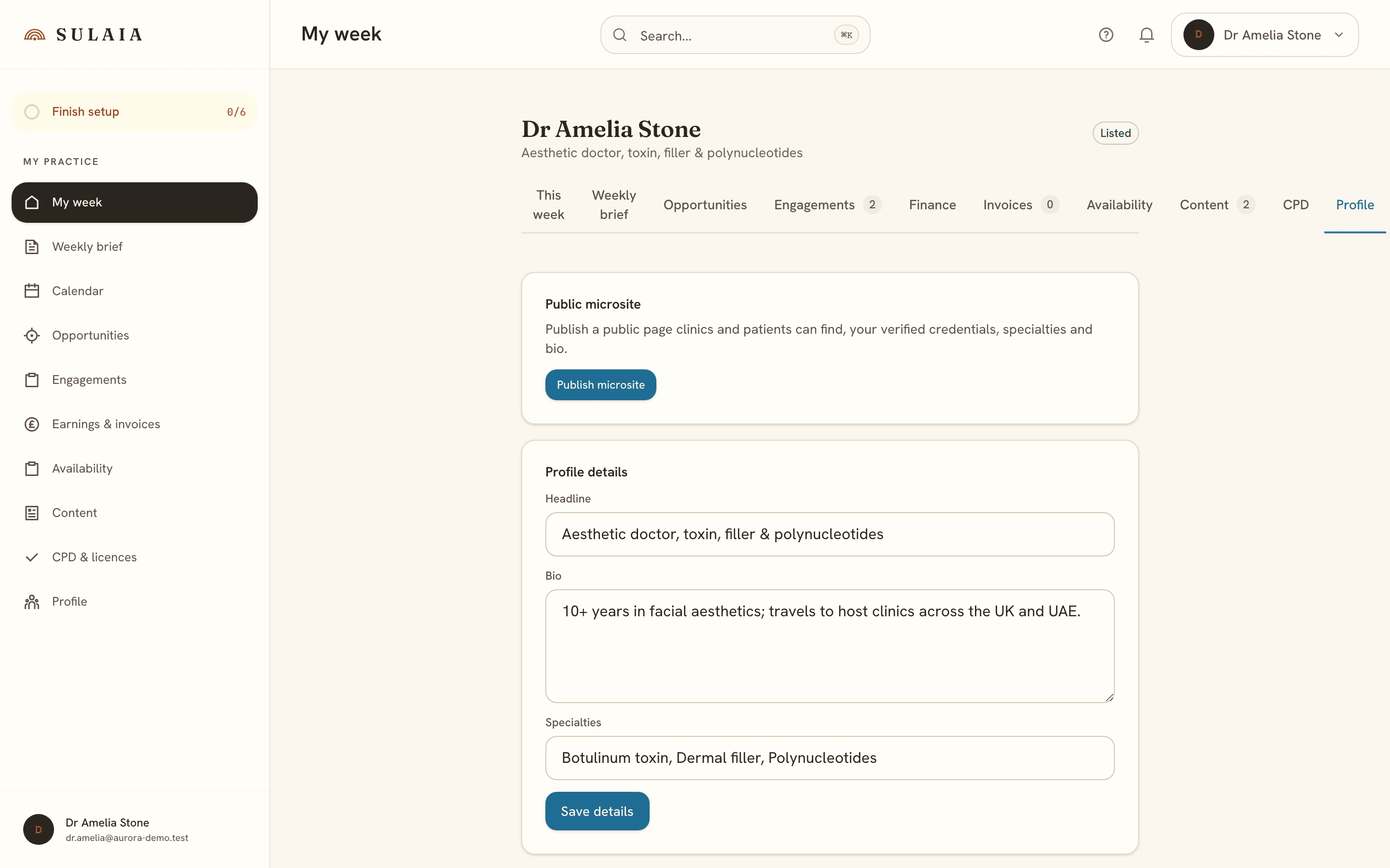 The practitioner public profile microsite.