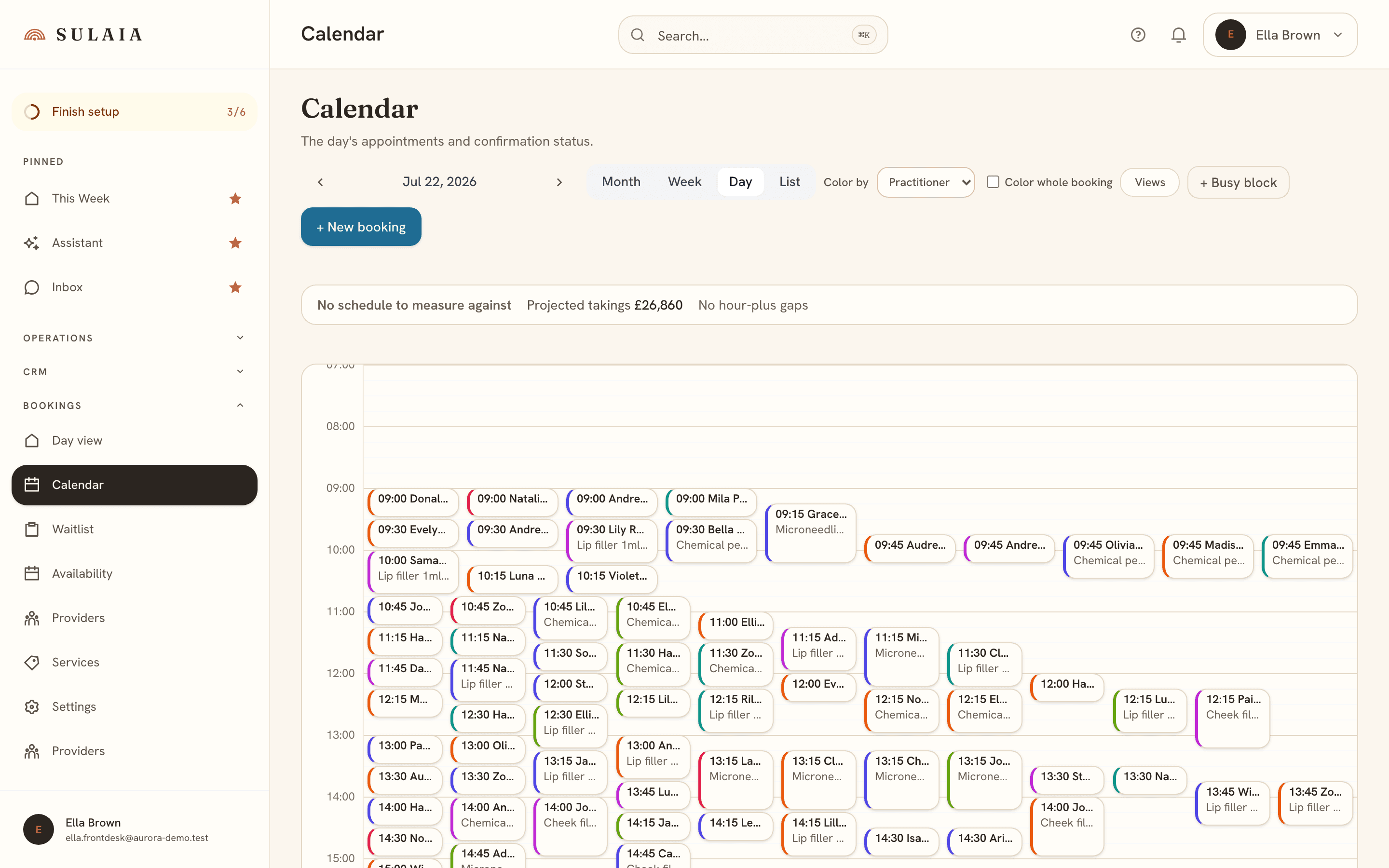 The Sulaia bookings board.