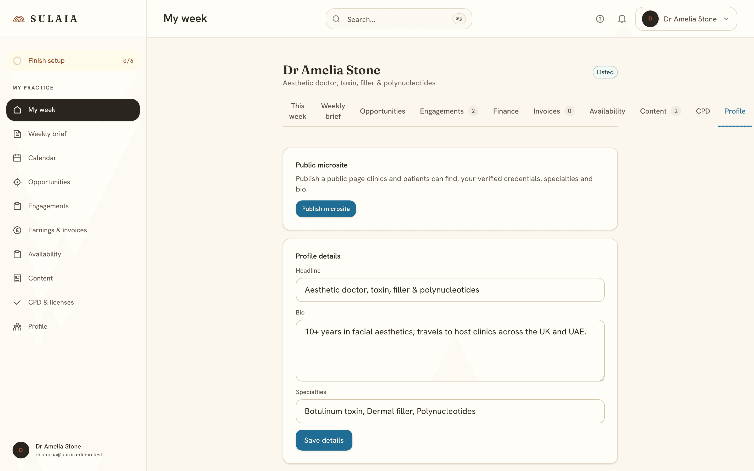The provider public profile microsite.